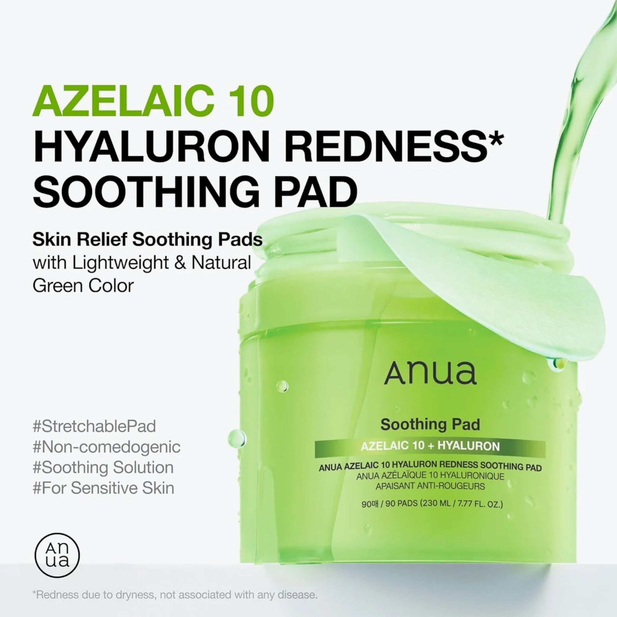 Anua Azelaic 10 Hyaluron Redness Soothing Pad 90 Pads
